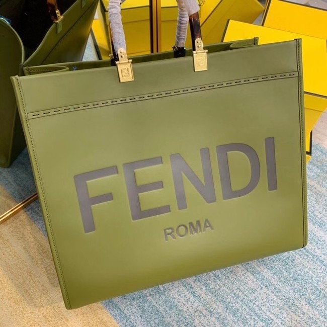 FENDI SUNSHINE large green leather shopper 8BH387A