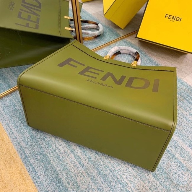 FENDI SUNSHINE large green leather shopper 8BH387A