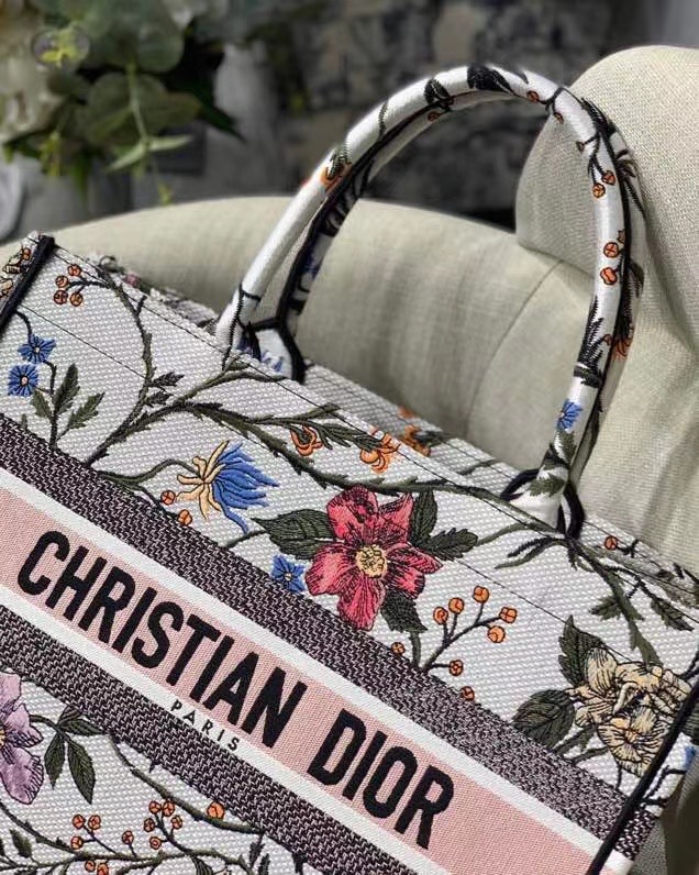 SMALL DIOR BOOK TOTE Multicolor Mille Fleurs Embroidery M1296ZW