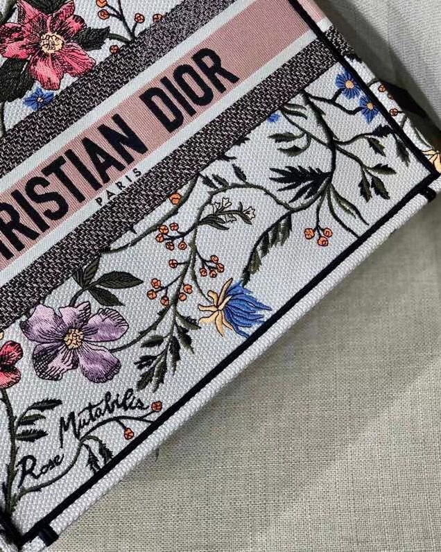 SMALL DIOR BOOK TOTE Multicolor Mille Fleurs Embroidery M1296ZW