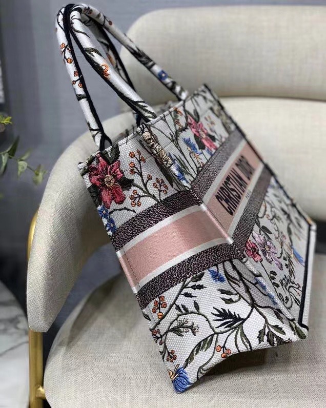 SMALL DIOR BOOK TOTE Multicolor Mille Fleurs Embroidery M1296ZW