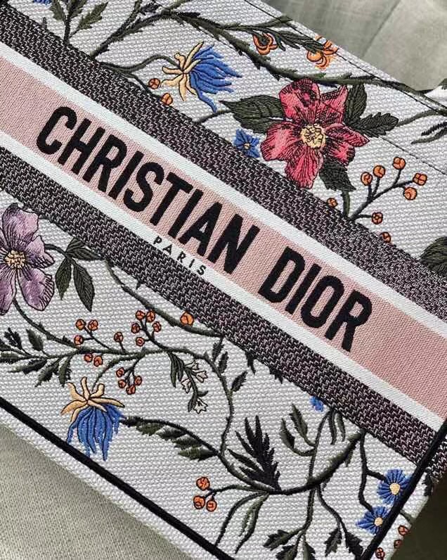 SMALL DIOR BOOK TOTE Multicolor Mille Fleurs Embroidery M1296ZW