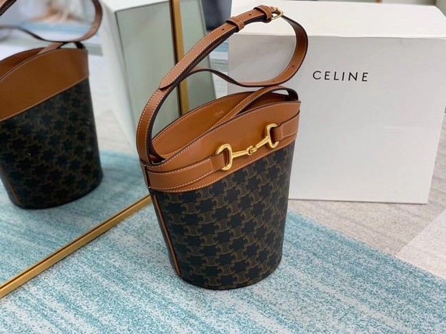 CELINE MEDIUM TAMBOUR BAG IN TRIOMPHE CANVAS 192072 brown