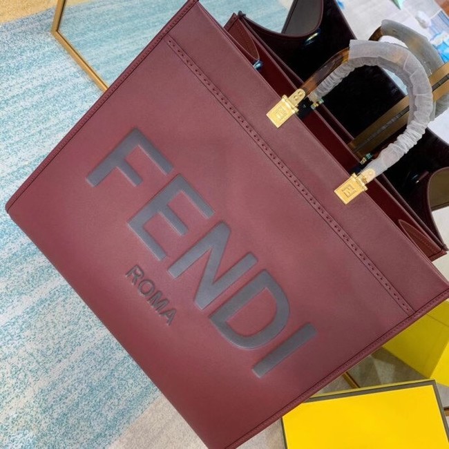 FENDI SUNSHINE large Burgundy leather shopper 8BH387A