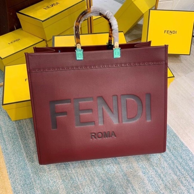 FENDI SUNSHINE large Burgundy leather shopper 8BH387A