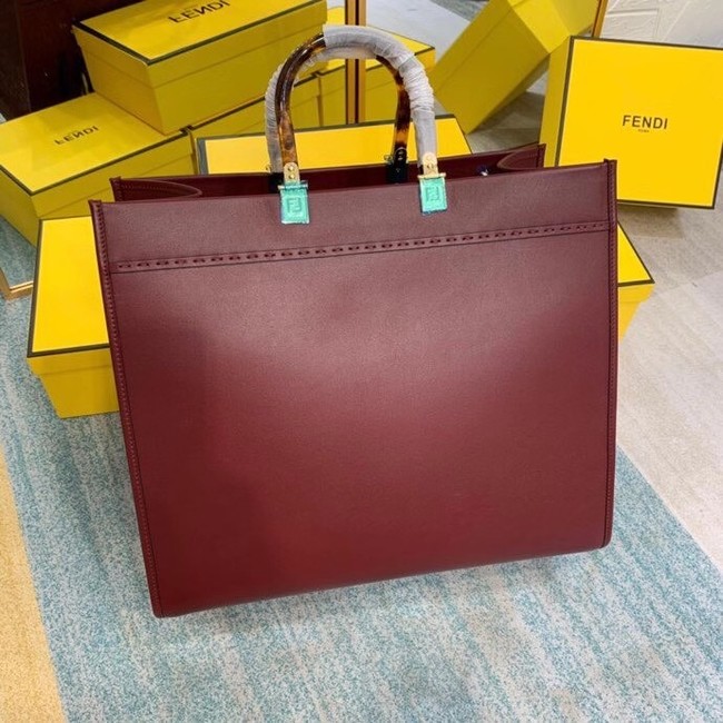 FENDI SUNSHINE large Burgundy leather shopper 8BH387A