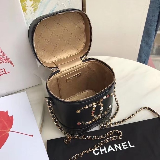 Chanel Lambskin Crystal Calfskin & Gold-Tone Metal AS1882 black