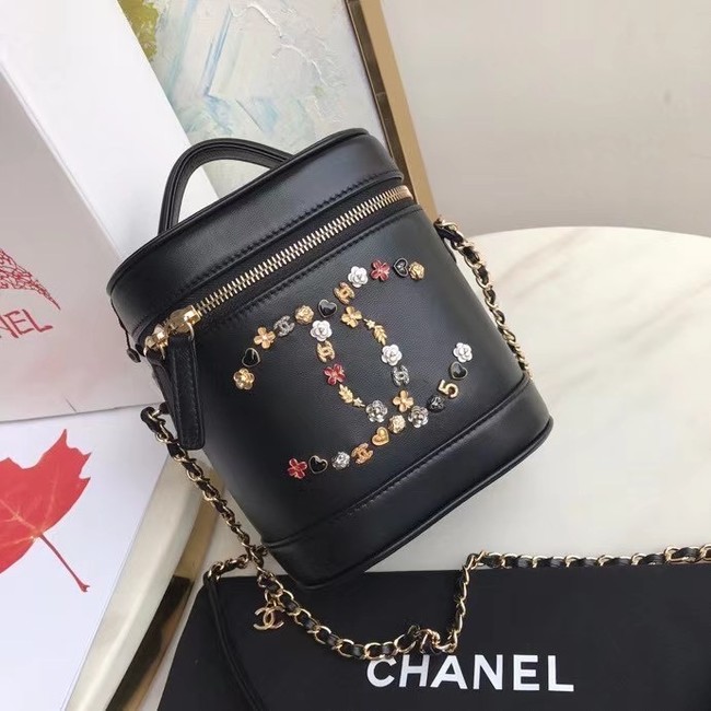 Chanel Lambskin Crystal Calfskin & Gold-Tone Metal AS1882 black