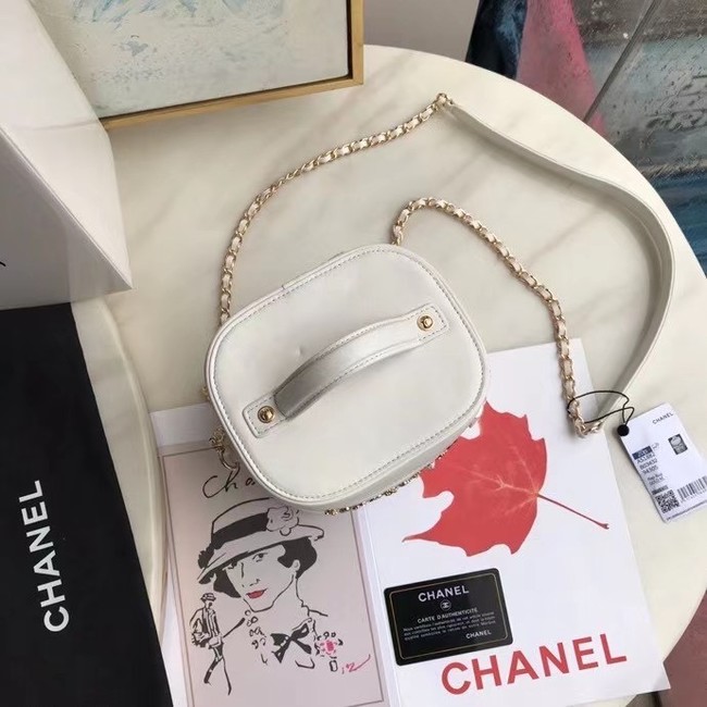 Chanel Lambskin Crystal Calfskin & Gold-Tone Metal AS1882 white