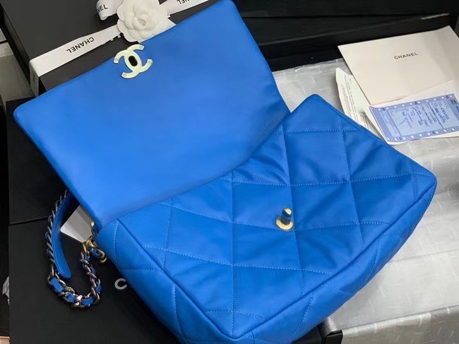 chanel 19 large flap bag AS1162 Electric blue