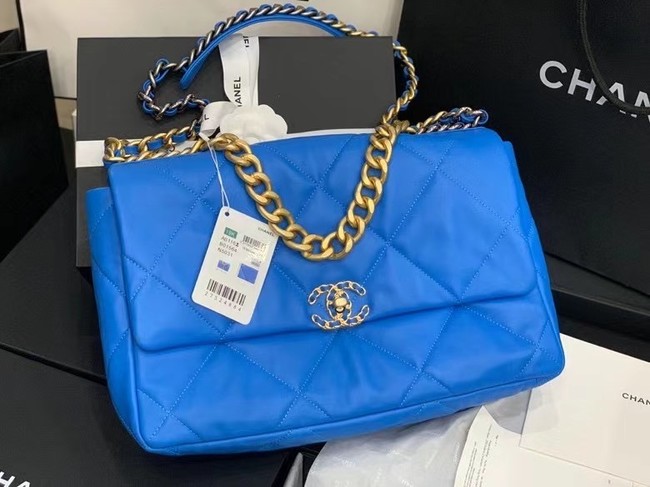 chanel 19 large flap bag AS1162 Electric blue