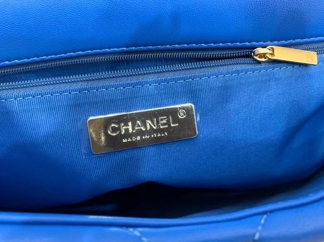 chanel 19 large flap bag AS1162 Electric blue