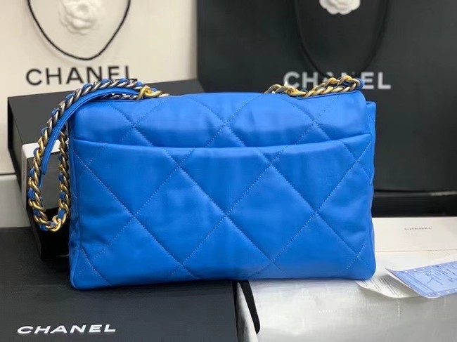 chanel 19 large flap bag AS1162 Electric blue