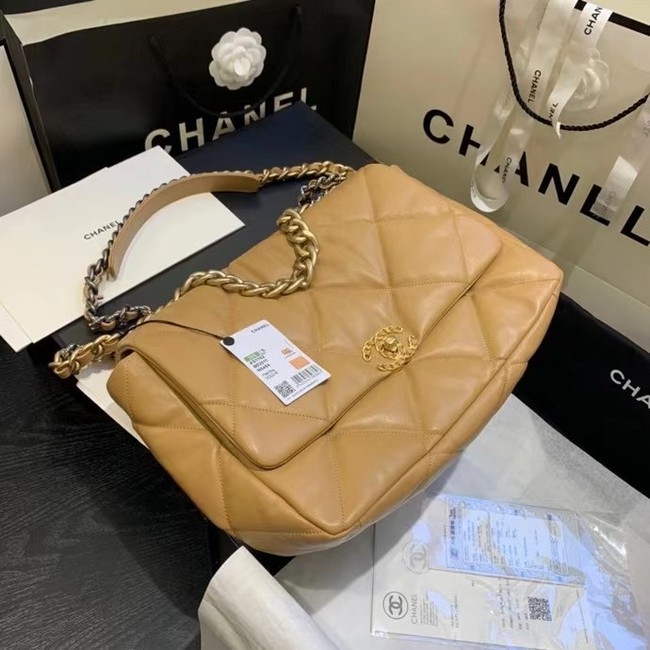 chanel 19 large flap bag AS1161 apricot