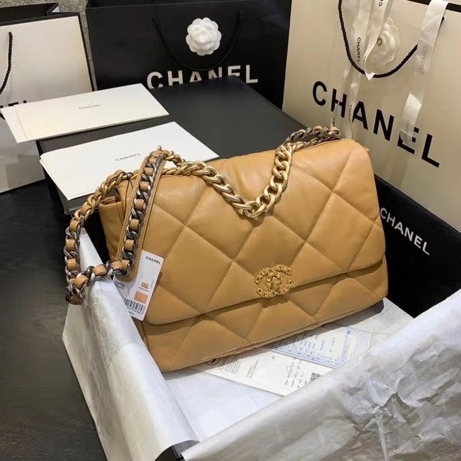 chanel 19 large flap bag AS1161 apricot