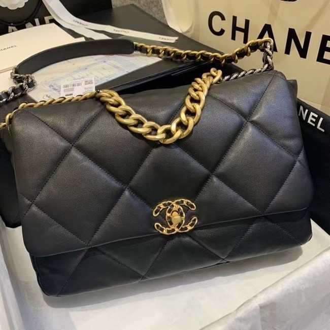 chanel 19 large flap bag AS1161 black