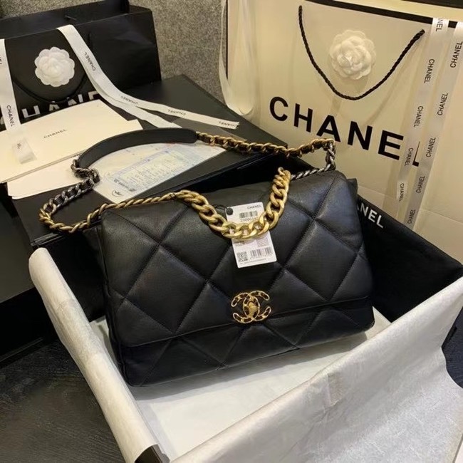 chanel 19 large flap bag AS1161 black