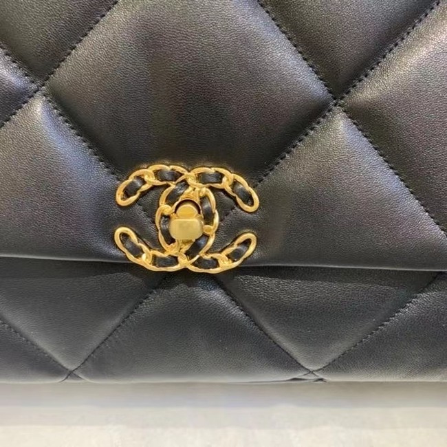 chanel 19 large flap bag AS1161 black