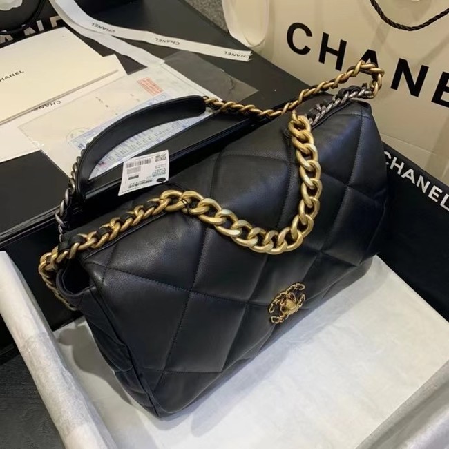 chanel 19 large flap bag AS1161 black