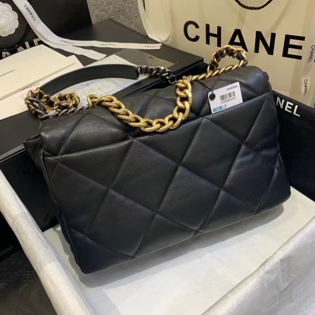 chanel 19 large flap bag AS1162 black