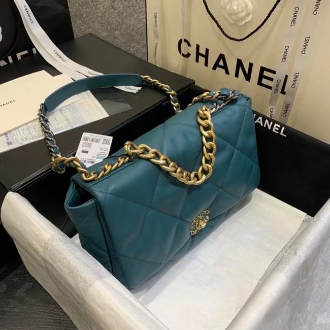 chanel 19 large flap bag AS1162 blue