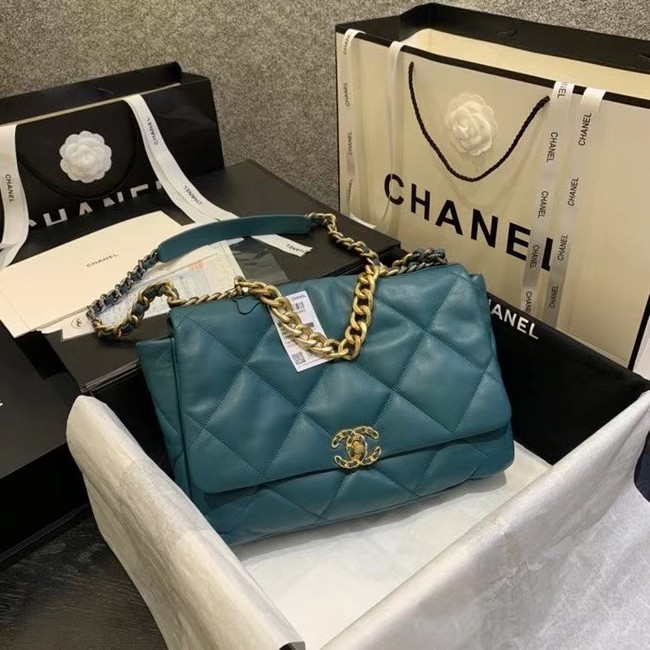 chanel 19 large flap bag AS1161 blue