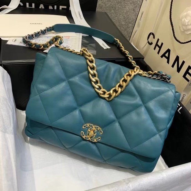 chanel 19 large flap bag AS1161 blue