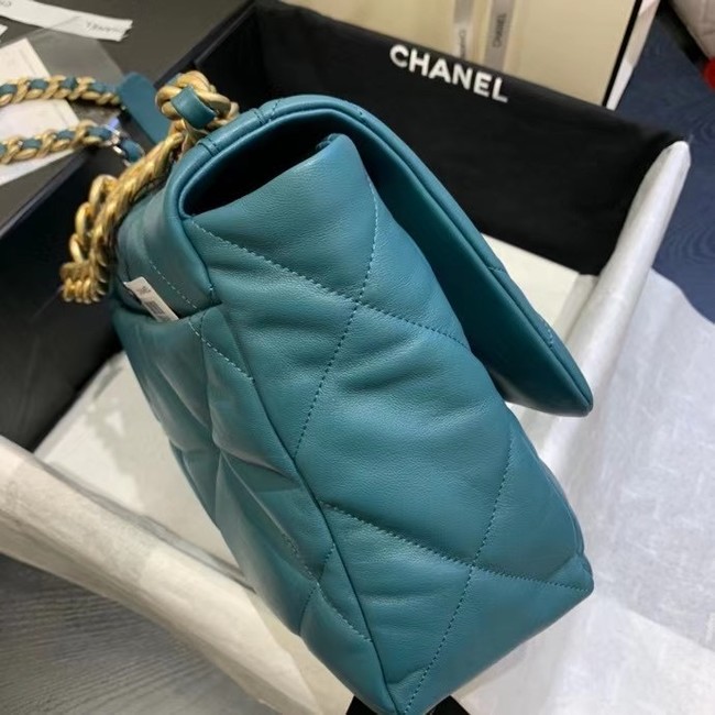 chanel 19 large flap bag AS1161 blue