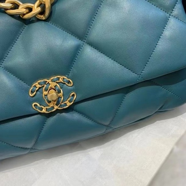 chanel 19 large flap bag AS1161 blue