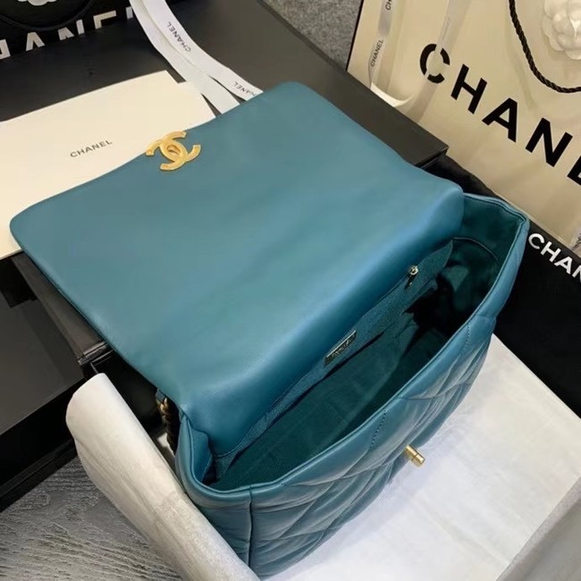 chanel 19 large flap bag AS1161 blue