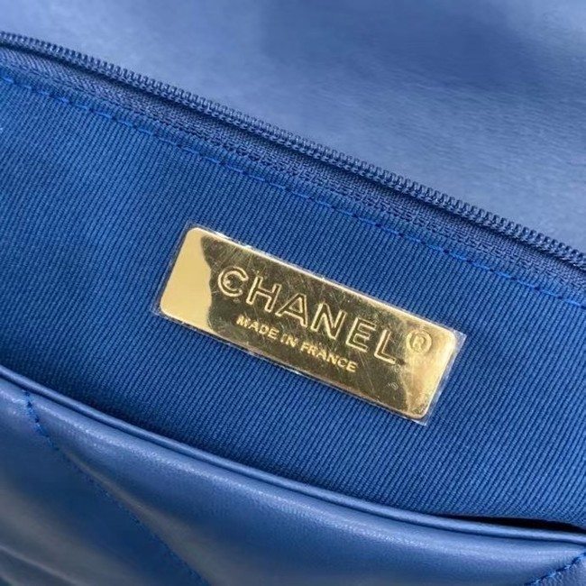 chanel 19 large flap bag AS1162 dark blue