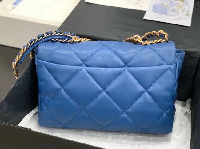 chanel 19 large flap bag AS1161 dark blue