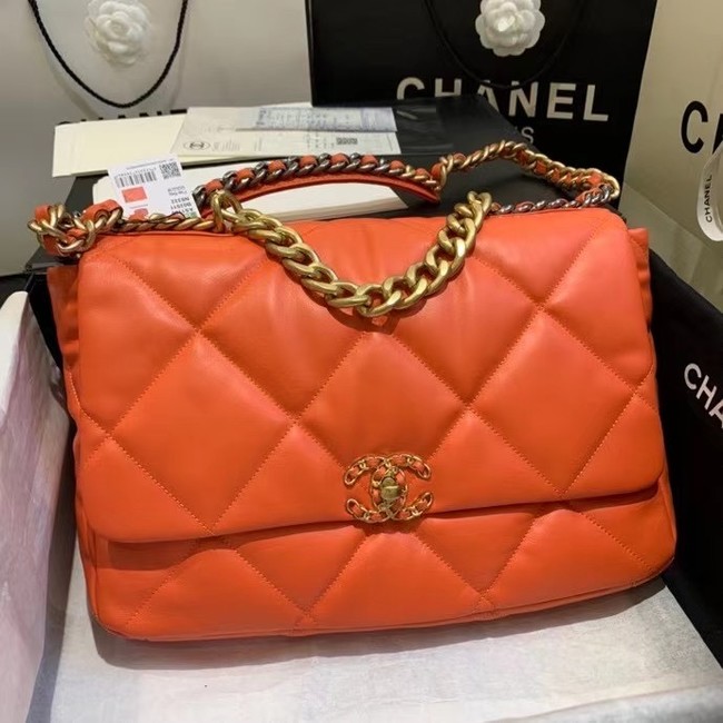 chanel 19 large flap bag AS1162 orange