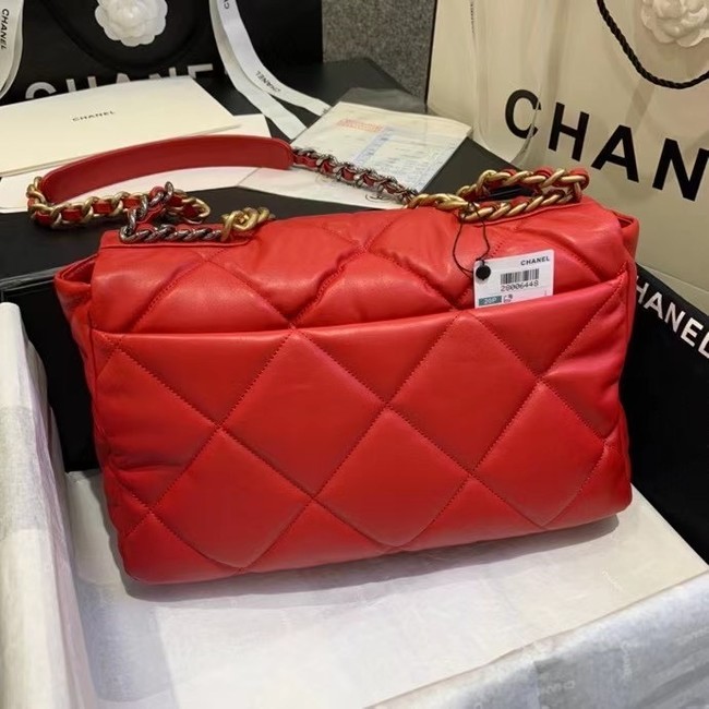 chanel 19 large flap bag AS1161 red