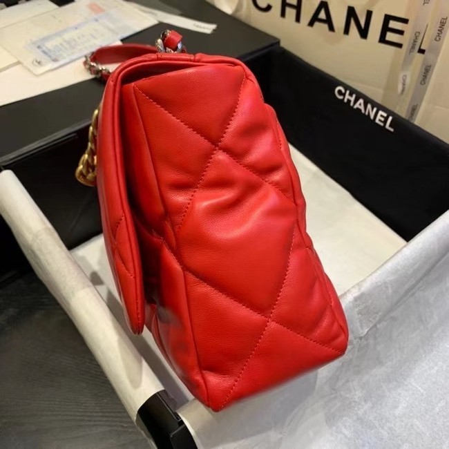 chanel 19 large flap bag AS1161 red