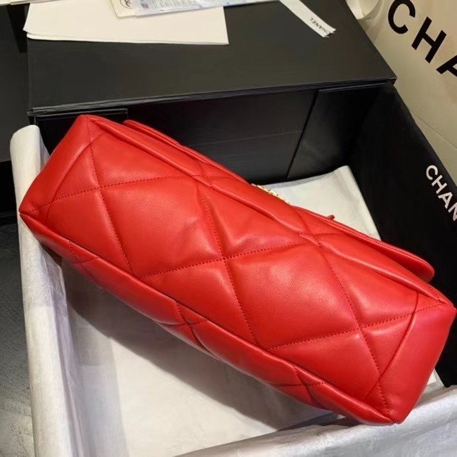 chanel 19 large flap bag AS1161 red