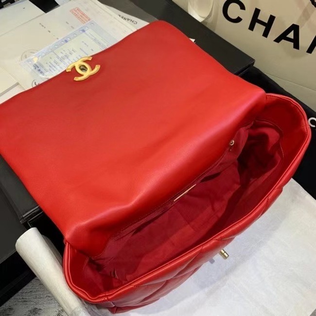 chanel 19 large flap bag AS1161 red