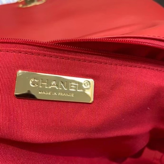 chanel 19 large flap bag AS1161 red