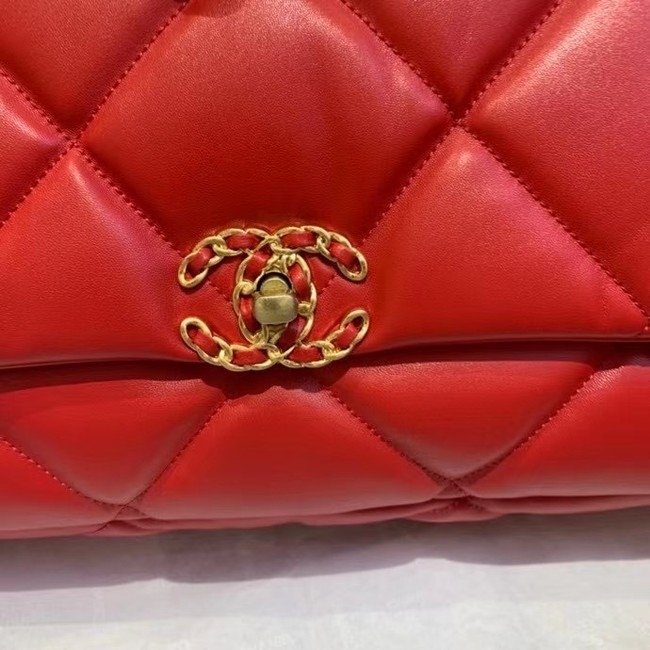 chanel 19 large flap bag AS1161 red