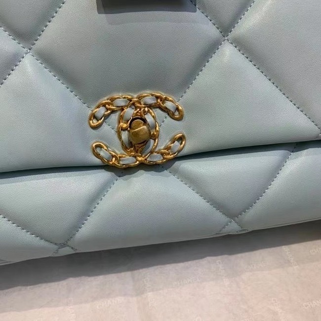 chanel 19 large flap bag AS1161 sky blue