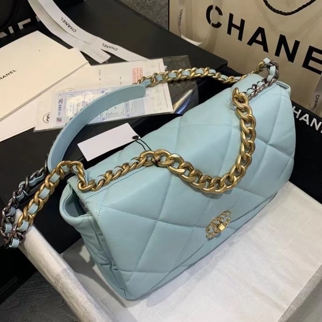 chanel 19 large flap bag AS1161 sky blue