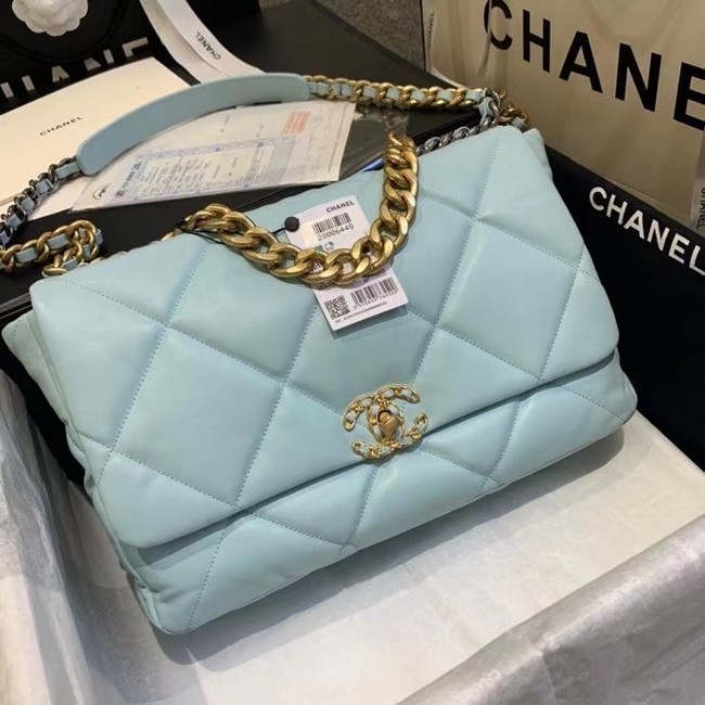 chanel 19 large flap bag AS1161 sky blue