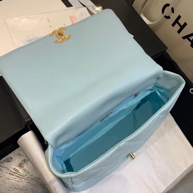 chanel 19 large flap bag AS1161 sky blue