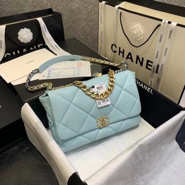 chanel 19 large flap bag AS1162 sky blue