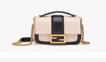 FENDI MINI BAGUETTE CHAIN Pink and black nappa leather bag 8BS045A