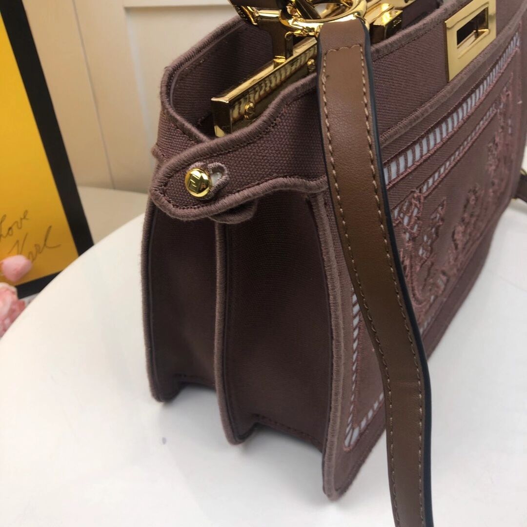 FENDI PEEKABOO ICONIC with brown embroidery decoration F6509