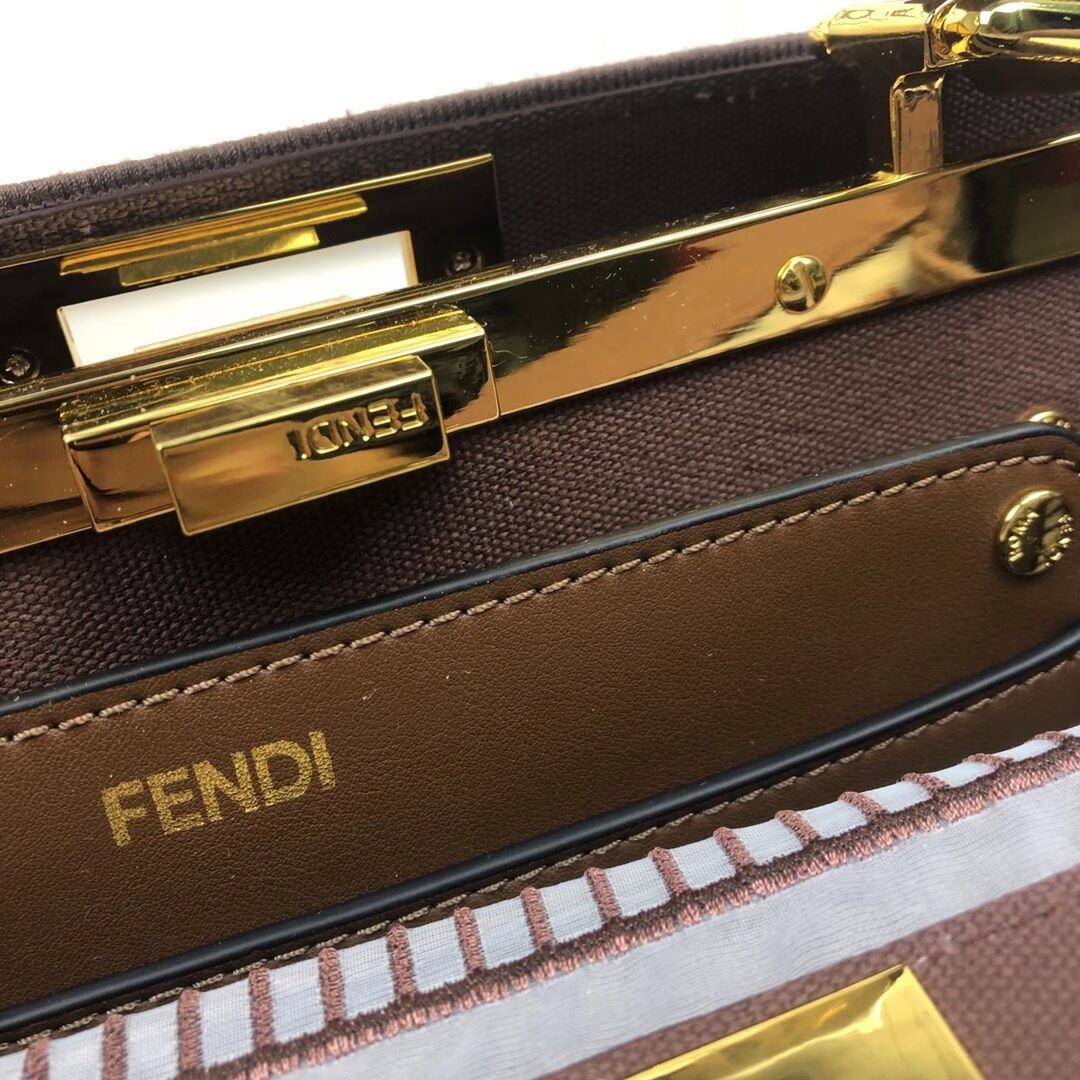 FENDI PEEKABOO ICONIC with brown embroidery decoration F6509