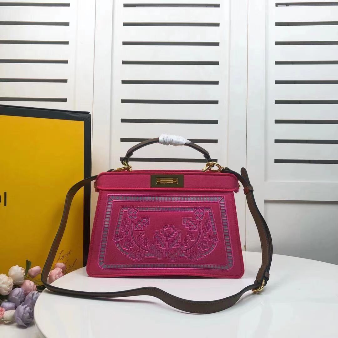 FENDI PEEKABOO ICONIC with rose embroidery decoration F6509