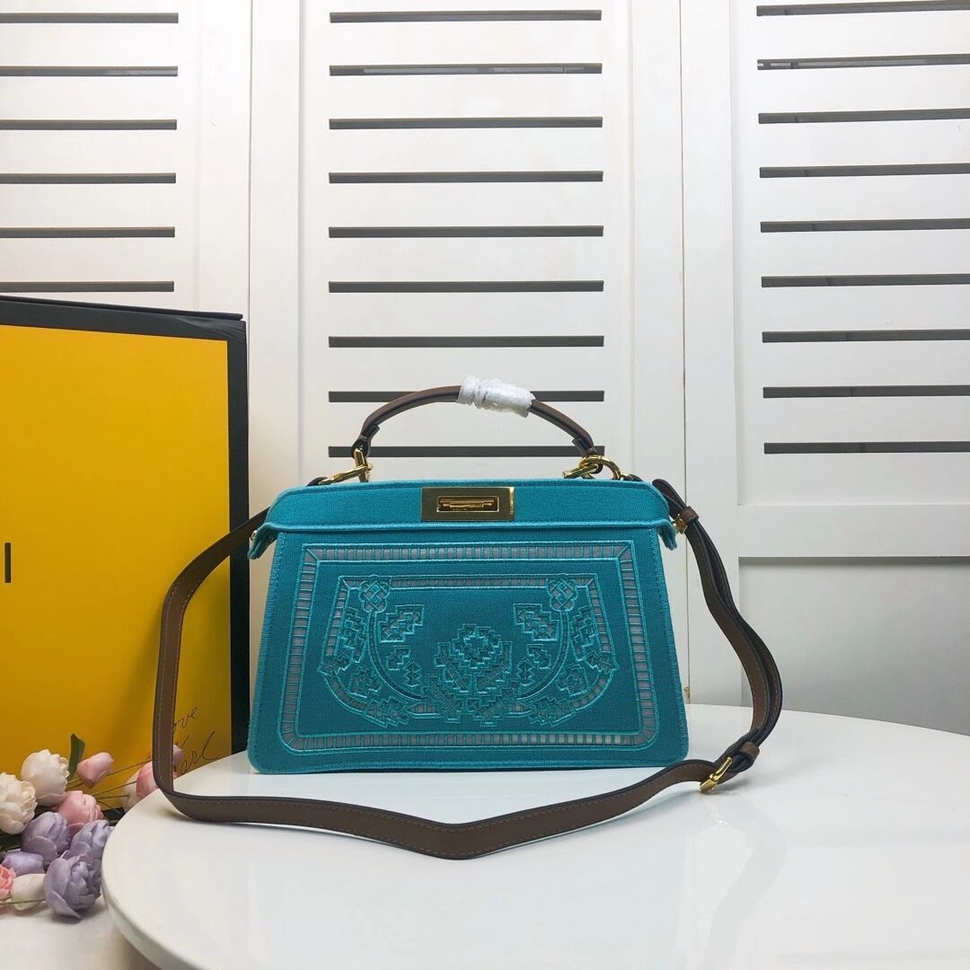 FENDI PEEKABOO ICONIC with sky blue embroidery decoration F6509