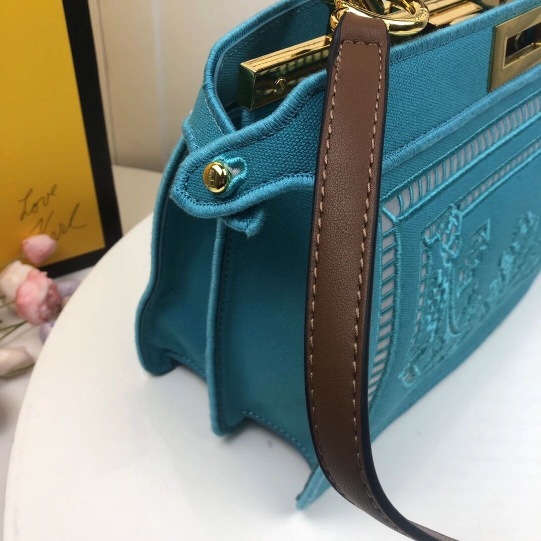 FENDI PEEKABOO ICONIC with sky blue embroidery decoration F6509